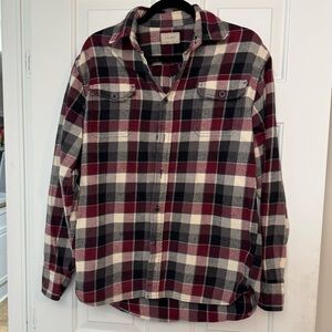 JACHS Plaid Heavy Flannel Shirt Men Long Sleeve Size M